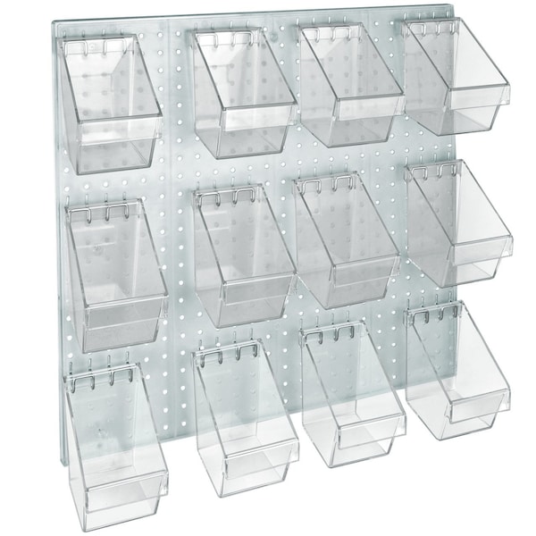 12 Mini Bucket Peg Wall Accessory Organizer Set 24''W x 24''H Pegboard Panel